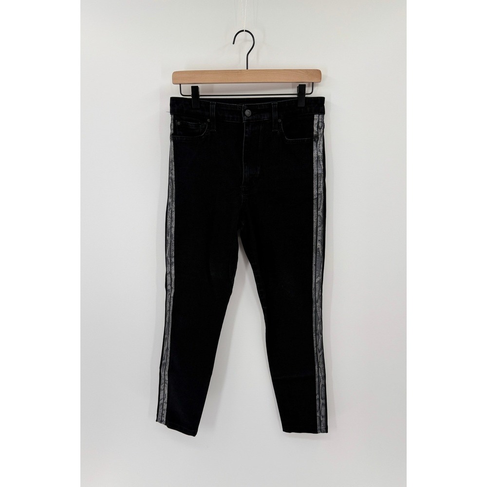 Joe's Jeans The Charlie Skinny Ankle Black Jeans Silver Snake Print Stripe W28
